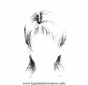 Przedstawiona na rysunku fryzura optycznie skoryguje twarz o kształcie