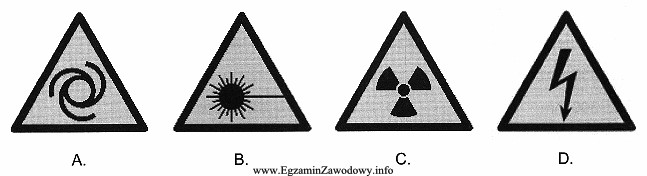 Który ze znaków ostrzega przed promieniowaniem laserowym?