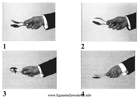 Zdjęcia 1, 2, 3, 4, przedstawiają sposób trzymania łyżki i 