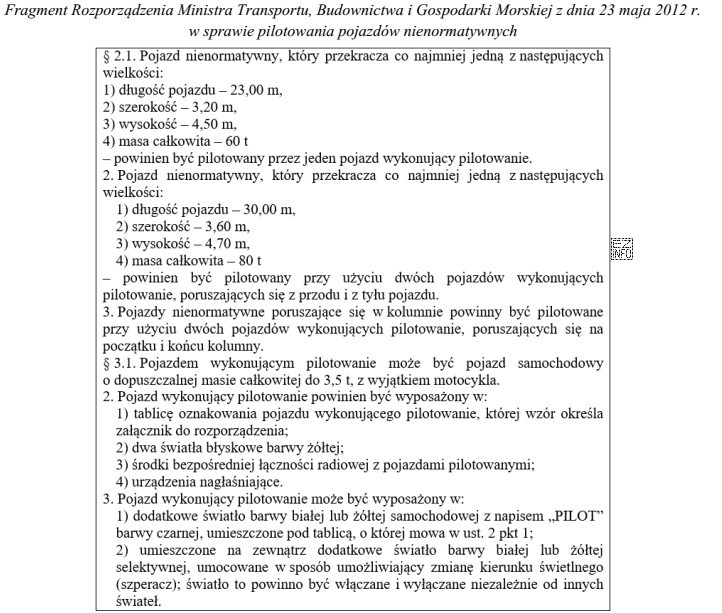 Na podstawie zamieszczonego fragmentu rozporządzenia, pojazd przekraczający dł