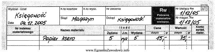 Ewidencji operacji gospodarczej na podstawie przedstawionego fragmentu dowodu księgowego 