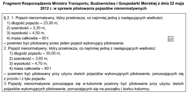 Zgodnie z przedstawionym fragmentem rozporządzenia pojazd nienormatywny o dł