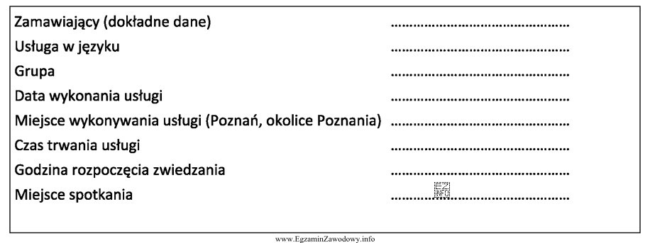Przedstawiony fragment dokumentu dotyczy zamówienia usługi