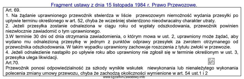 Na podstawie zamieszczonego fragmentu ustawy, określ w którym 