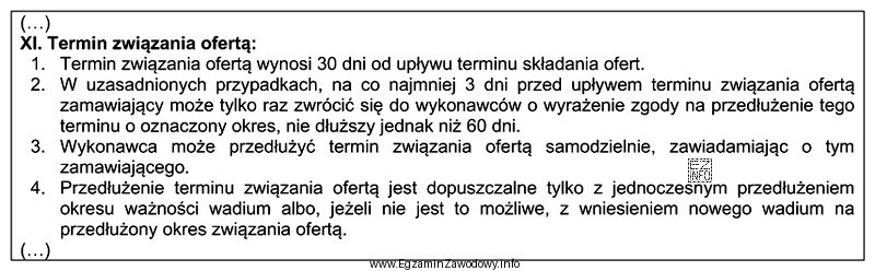 Na podstawie fragmentu SWZ termin związania wykonawcy ofertą, od 