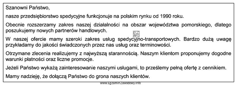 Przedstawionym fragmentem dokumentu jest