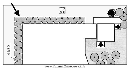 Jaki element wskazano strzałką na projekcie terenów zieleni?