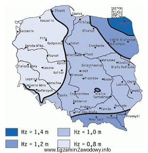 Na podstawie mapy stref przemarzania gruntu określ, na jakiej 