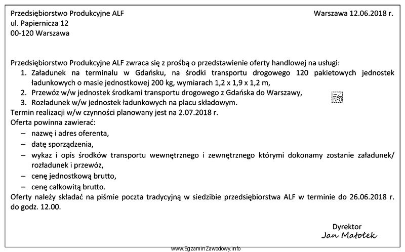 Przedstawionym fragmentem dokumentu jest