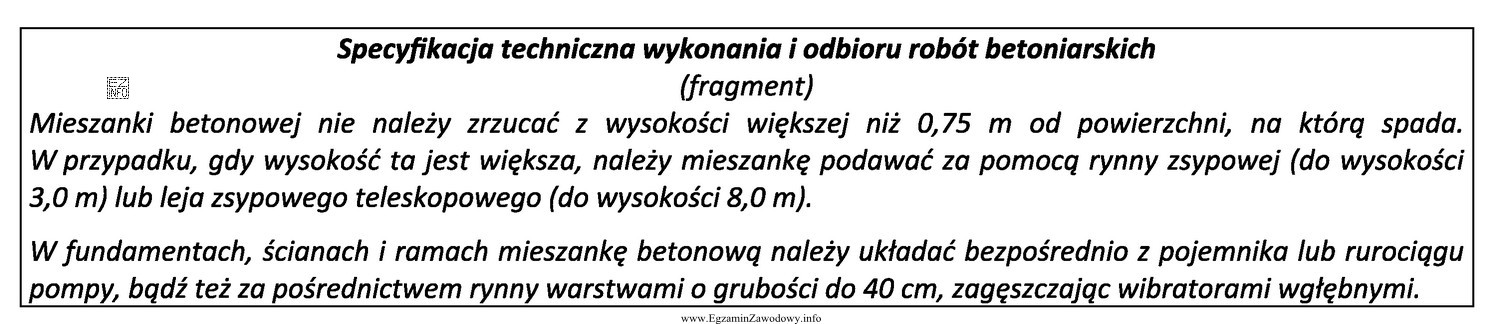 Na podstawie przedstawionego fragmentu specyfikacji technicznej wskaż maksymalną wysokość, z 