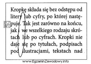 Na rysunku zaznaczono błąd w składzie tekstu nazywany