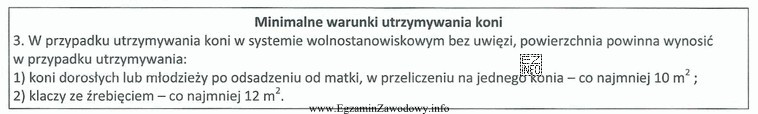 Oblicz, jaką powierzchnię należy zapewnić 8 klaczom rasy wielkopolskiej, utrzymywanych 