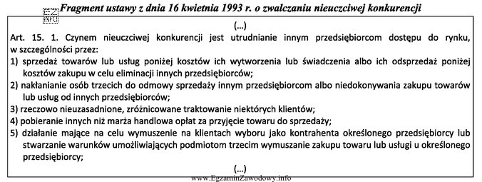 Którą praktykę handlową, zgodnie z przedstawionym fragmentem ustawy, należ