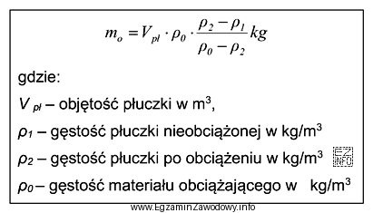 Ile materiału obciążającego o gęstości ρ = 4200 