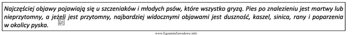 Opisane objawy zagrażające życiu zwierzęcia towarzyszą