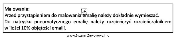 Na podstawie przedstawionej specyfikacji technicznej wskaż, ile rozcieńczalnika należ