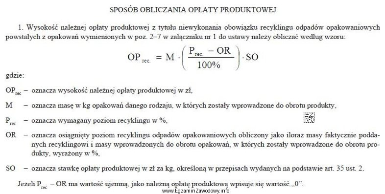 Aby obliczyć wysokość należnej opłaty produktowej z tytuł