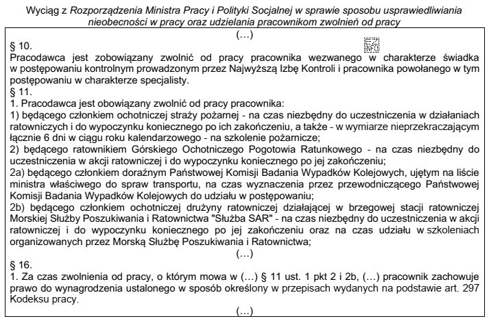 Ustal, któremu pracownikowi zgodnie z przytoczonymi przepisami przysługuje 