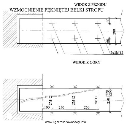 Do wykonania wzmocnienia pękniętej belki stropu, przedstawionej na 