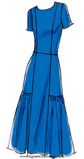 Podczas modelowania sukni o fasonie przedstawionym na rysunku, konstrukcyjną zaszewkę 