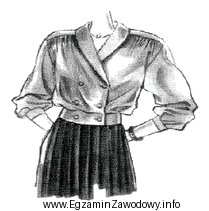 W bluzce przedstawionej na rysunku konstrukcyjną zaszewkę piersiową 