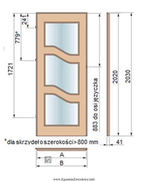 Na podstawie rysunku odczytaj wysokość drzwi we wręgu.