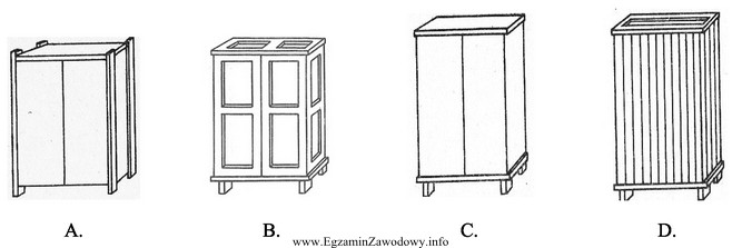 Na którym rysunku przedstawiono szafę o konstrukcji ramowo-płycinowej?