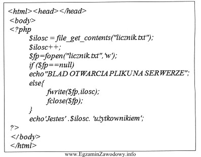 Fragment kodu prezentuje składnię języka