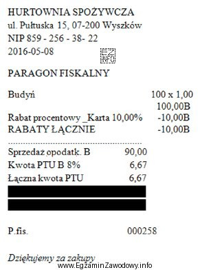 Korzystając z danych znajdujących się na paragonie fiskalnym, 