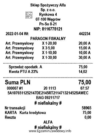 Której formy zapłaty za towar użył klient, 