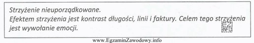 Wskaż strzyżenie damskie, którego dotyczy opis.