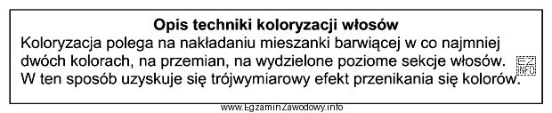 Opisany sposób koloryzacji włosów jest nazywany techniką