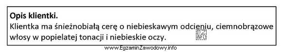 Zamieszczony opis dotyczy klientki o kolorystycznym typie urody