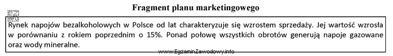 Z której części planu marketingowego pochodzi fragment przedstawiony 