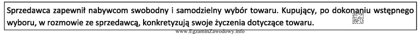 Zamieszczony opis charakteryzuje sprzedaż