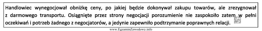 Który styl negocjacji zastosował handlowiec w opisanej sytuacji?