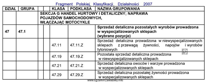 Do której podklasy należy zaklasyfikować działalność sklepu 