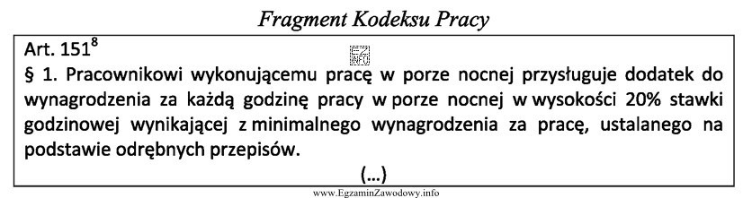 Magazynier w kwietniu 2015 r. przepracował 50 godzin w porze nocnej. Stawka 