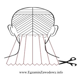 Na rysunku instruktażowym fryzury przedstawiono schemat postępowania podczas
