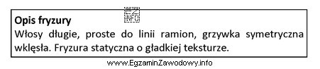 Fryzura zaprojektowana zgodnie z opisem przyjmuje geometryczną formę