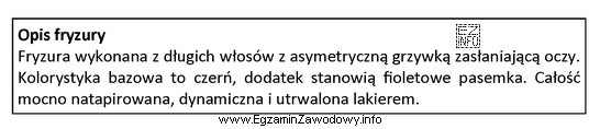 Fryzura zaprojektowana zgodnie z opisem jest charakterystyczna dla stylu subkultury