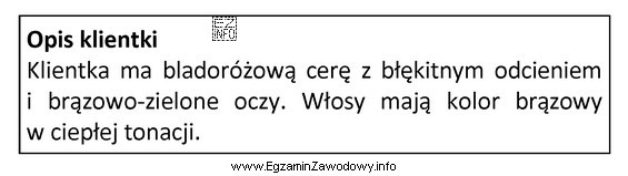 Opis dotyczy klientki reprezentującej kolorystyczny typ urody