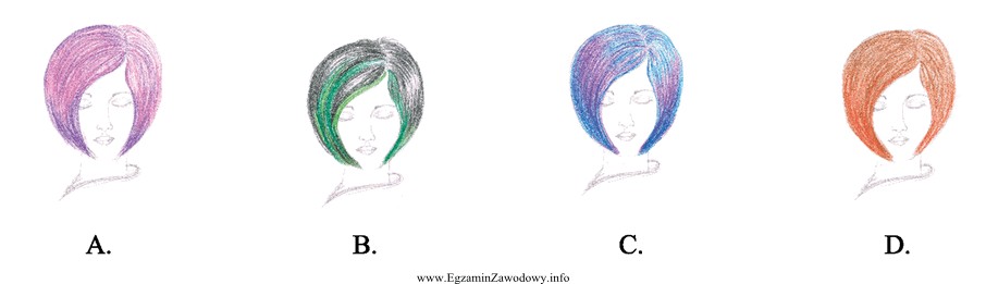 Wskaż projekt fryzury z kontrastem charakterystycznym dla fryzur awangardowych.