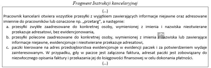 Na podstawie fragmentu instrukcji kancelaryjnej ustal, jakie działania powinien 