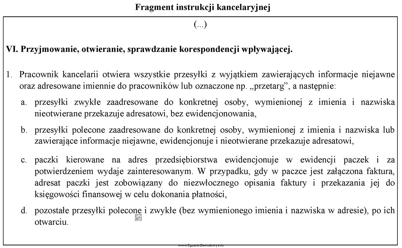 Na podstawie przytoczonego fragmentu instrukcji kancelaryjnej ustal, jakie działania 