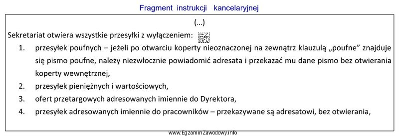 Na podstawie zamieszczonego fragmentu instrukcji kancelaryjnej określ, co powinien 