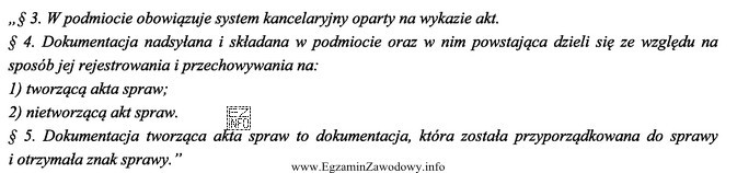 Fragment projektu instrukcji kancelaryjnej przedsiębiorstwa: Z zamieszczonego fragmentu instrukcji 