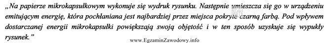 Fragment opisu działania urządzenia. Zamieszczony tekst opisuje dział