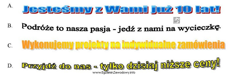 Który z podanych fragmentów reklam prasowych wskazuje na 