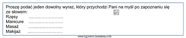 Który rodzaj testu otrzymała klientka salonu urody, podczas 